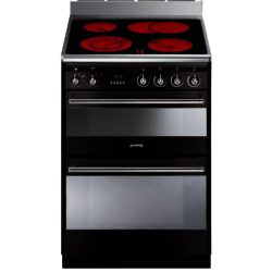 Smeg Concert SUK62CBL8 60cm Electric Ceramic Double Oven Cooker in Black